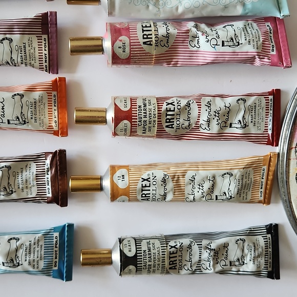 Vintage artex paints, pencil, instructions tips and hoop. As is- See description - Picture 5 of 9